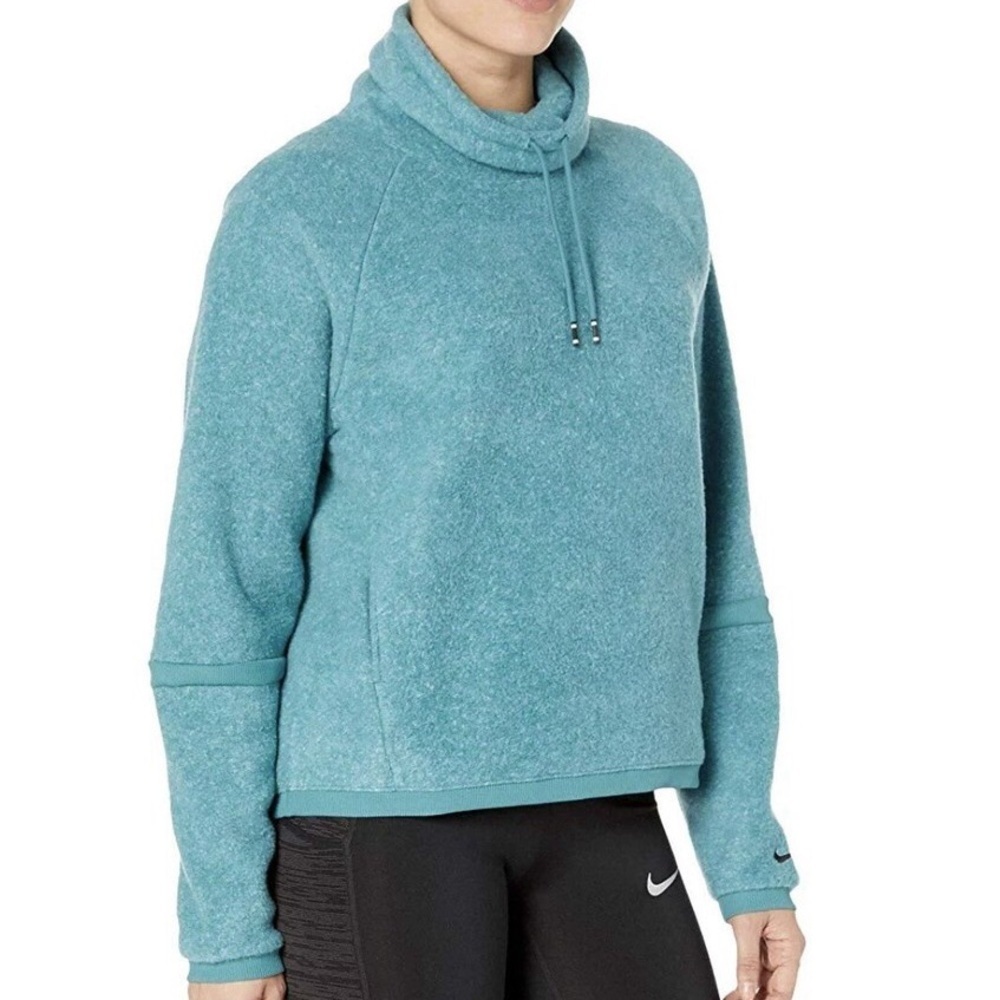 Nike Teal and White Heathered Fleece Cowl Neck Sweatshirt Size M